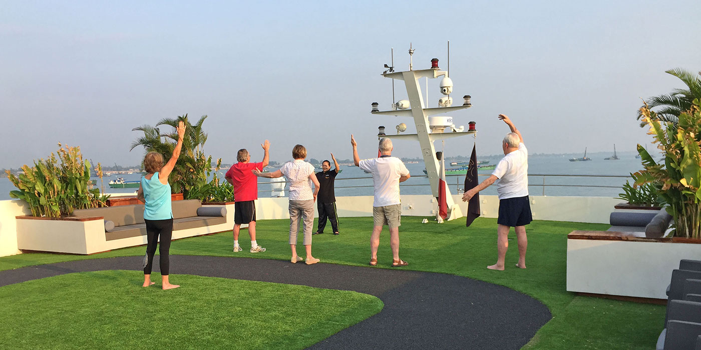 ] Tai Chi on board Scenic Spirit, Mekong