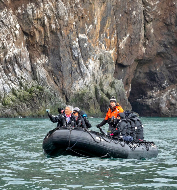 Tour group exploring Scandinavia by Zodiac