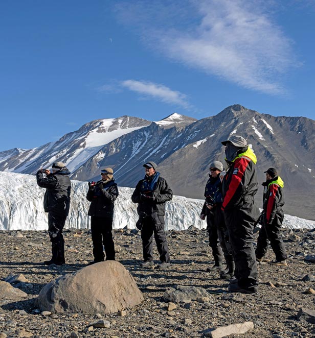 Discovery Team landing at McMurdo Dry Valleys, East Antarctica