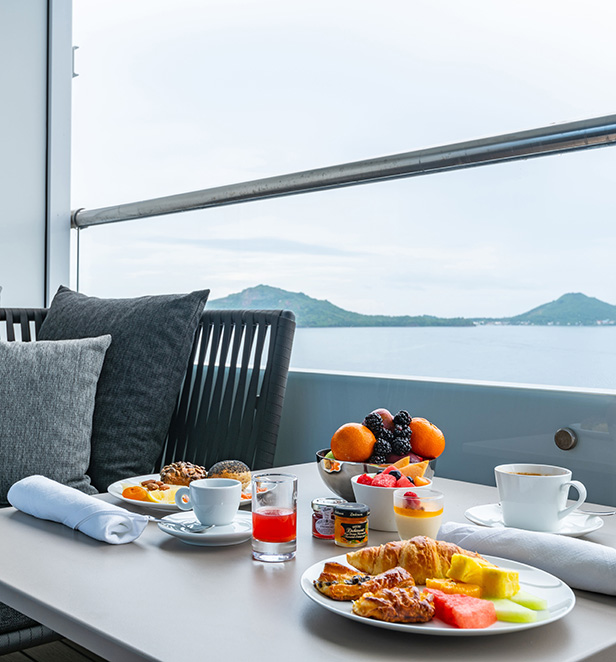 Scenic Eclipse Spa Suite balcony breakfast