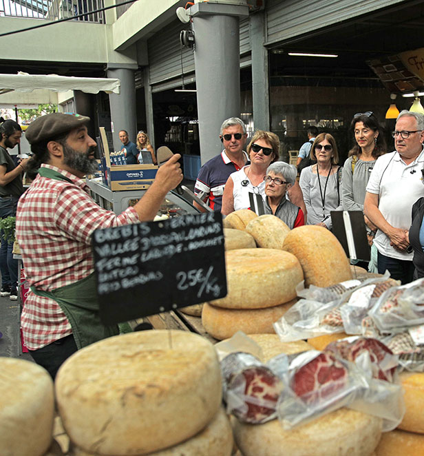 Scenic Eclipse guests shopping with a chef in France, Bordeaux