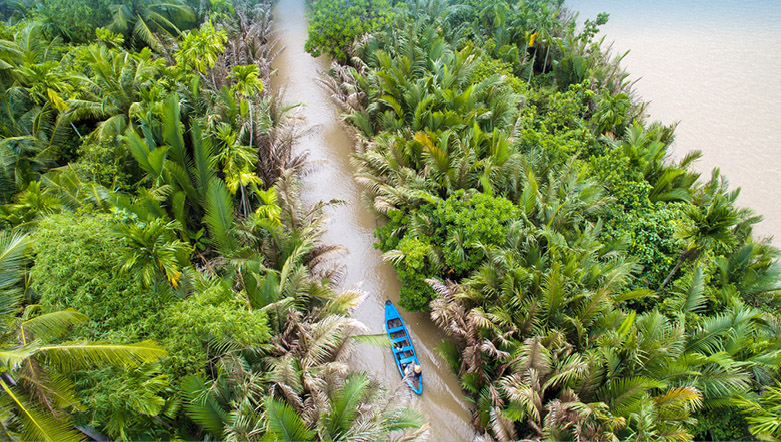 A bird's eye view of the mekong delta in Vietnam